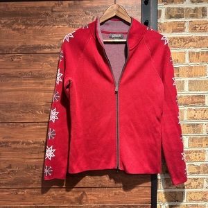 EDDIE BAUER RED SNOWFLAKE COTTON ACRYLIC WINTER SWEATER SIZE Medium (#40)